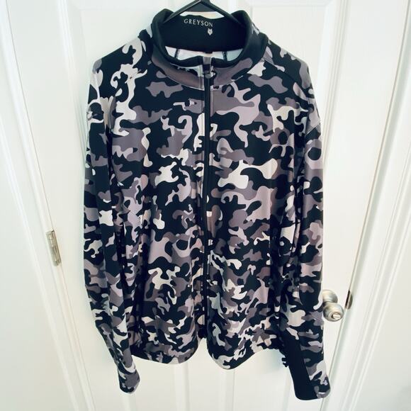 Greyson CamoScape Chene Hoodie Mens Large Black Camo Stretch Casual Golf Sweater - Picture 1 of 6
